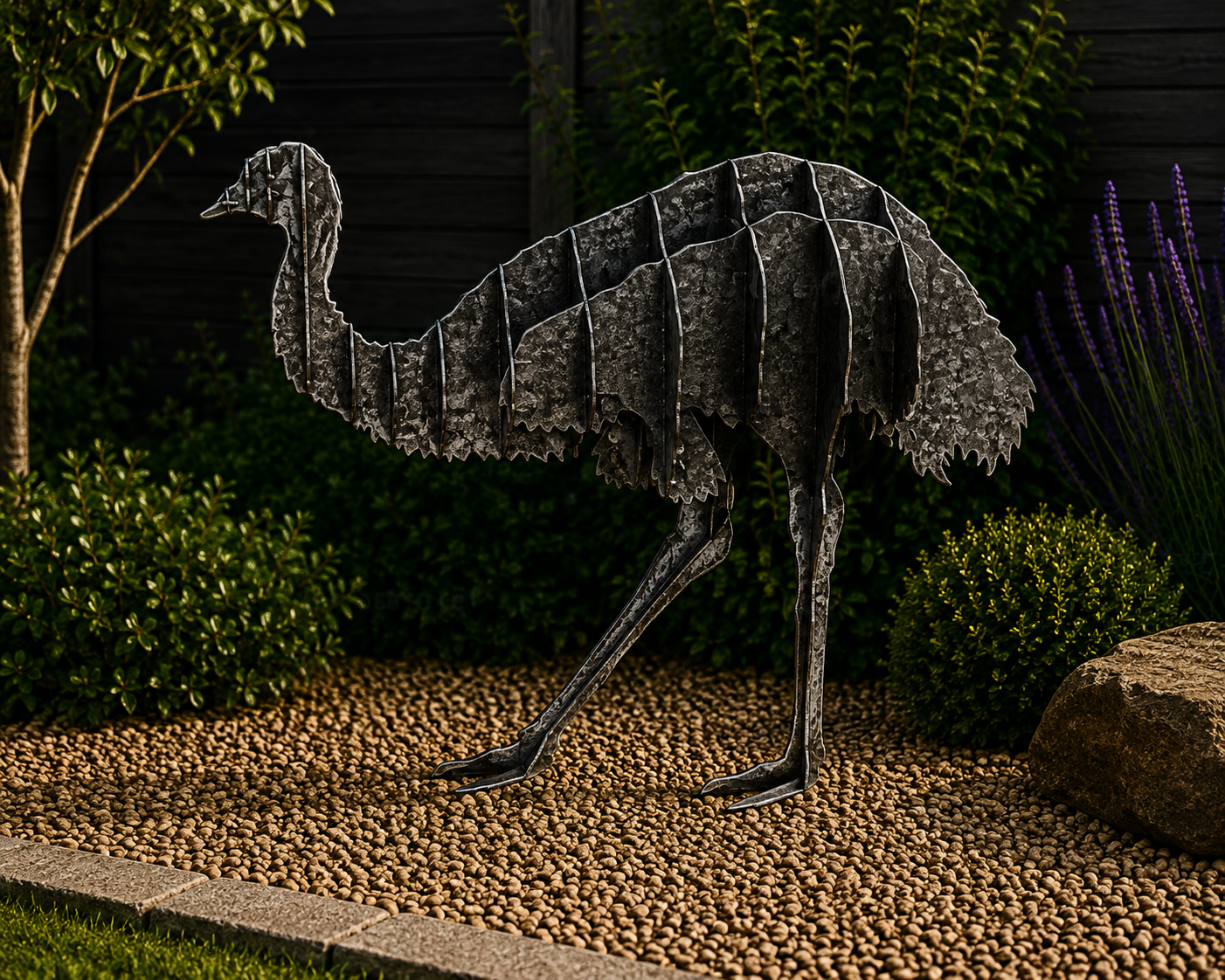 Standing 3d Metal Emu Garden Sculpture – Australian Bird Outdoor Garden Art