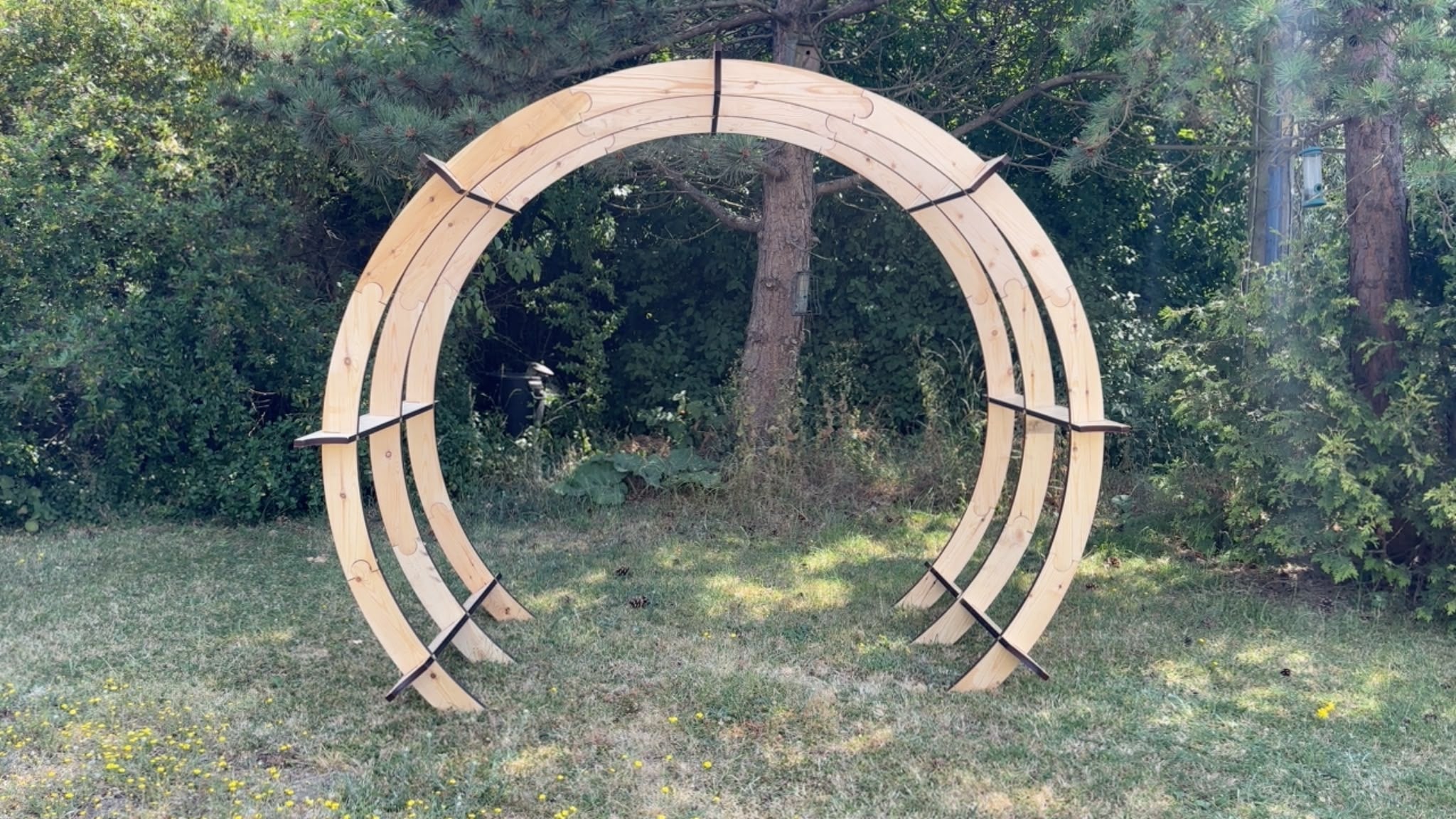 Heavy Duty Triple-Line Wooden Moon Arch | Outdoor Arch | Garden Arch | 200 CM High X 200 CM Wide x 120 CM Deep