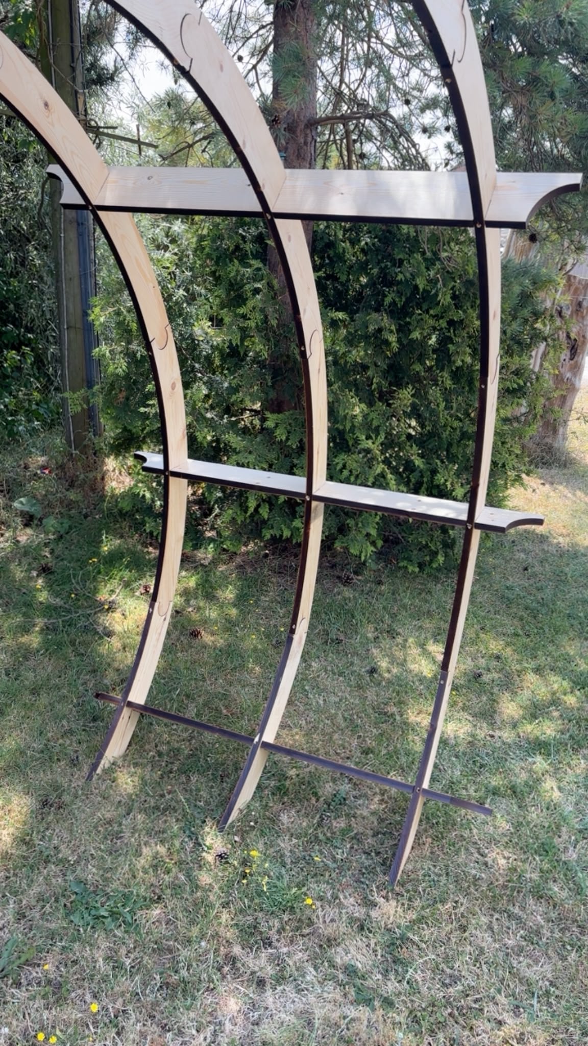 Heavy Duty Triple-Line Wooden Moon Arch | Outdoor Arch | Garden Arch | 200 CM High X 200 CM Wide x 120 CM Deep