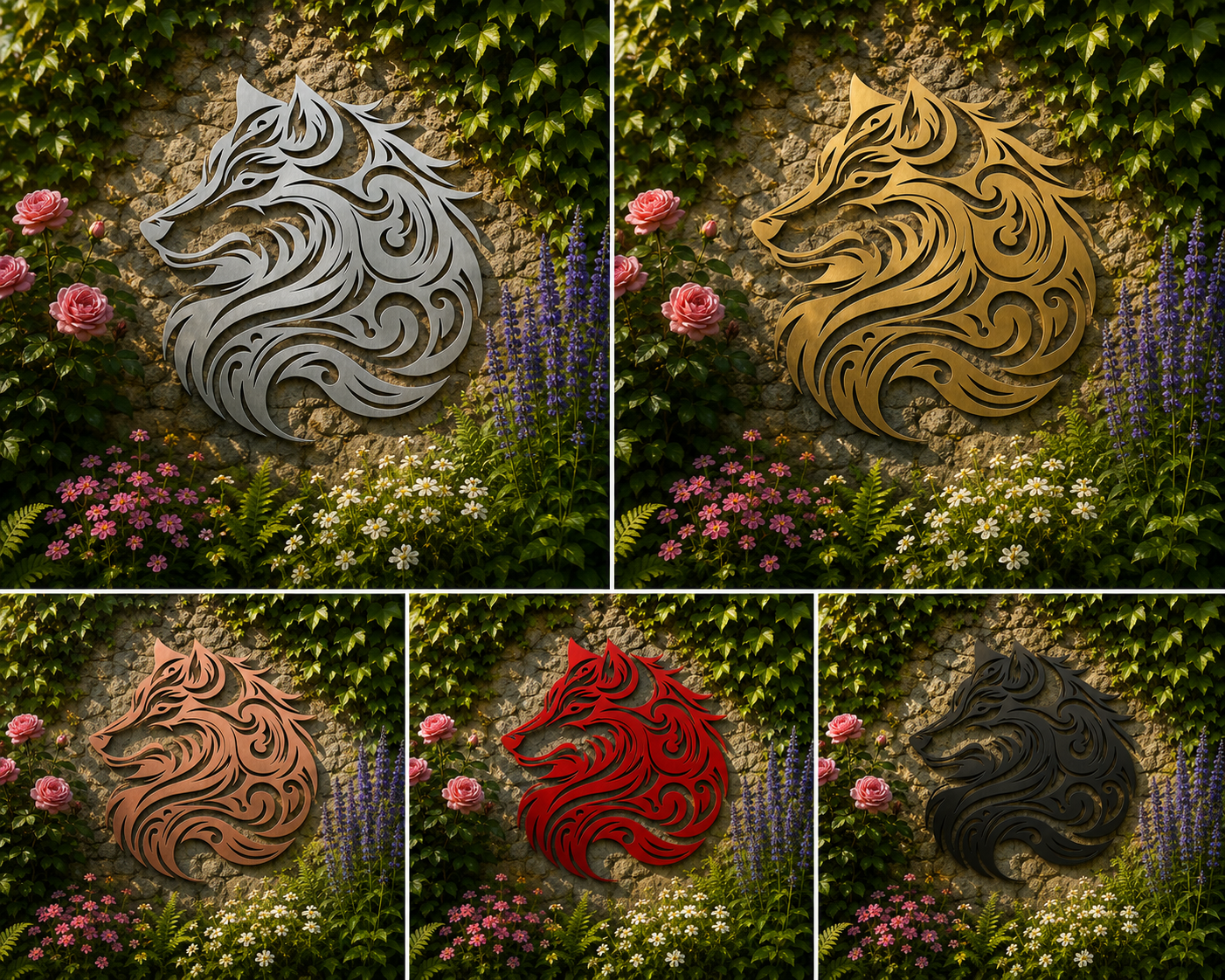 Tribal Wolf Metal Wall Art