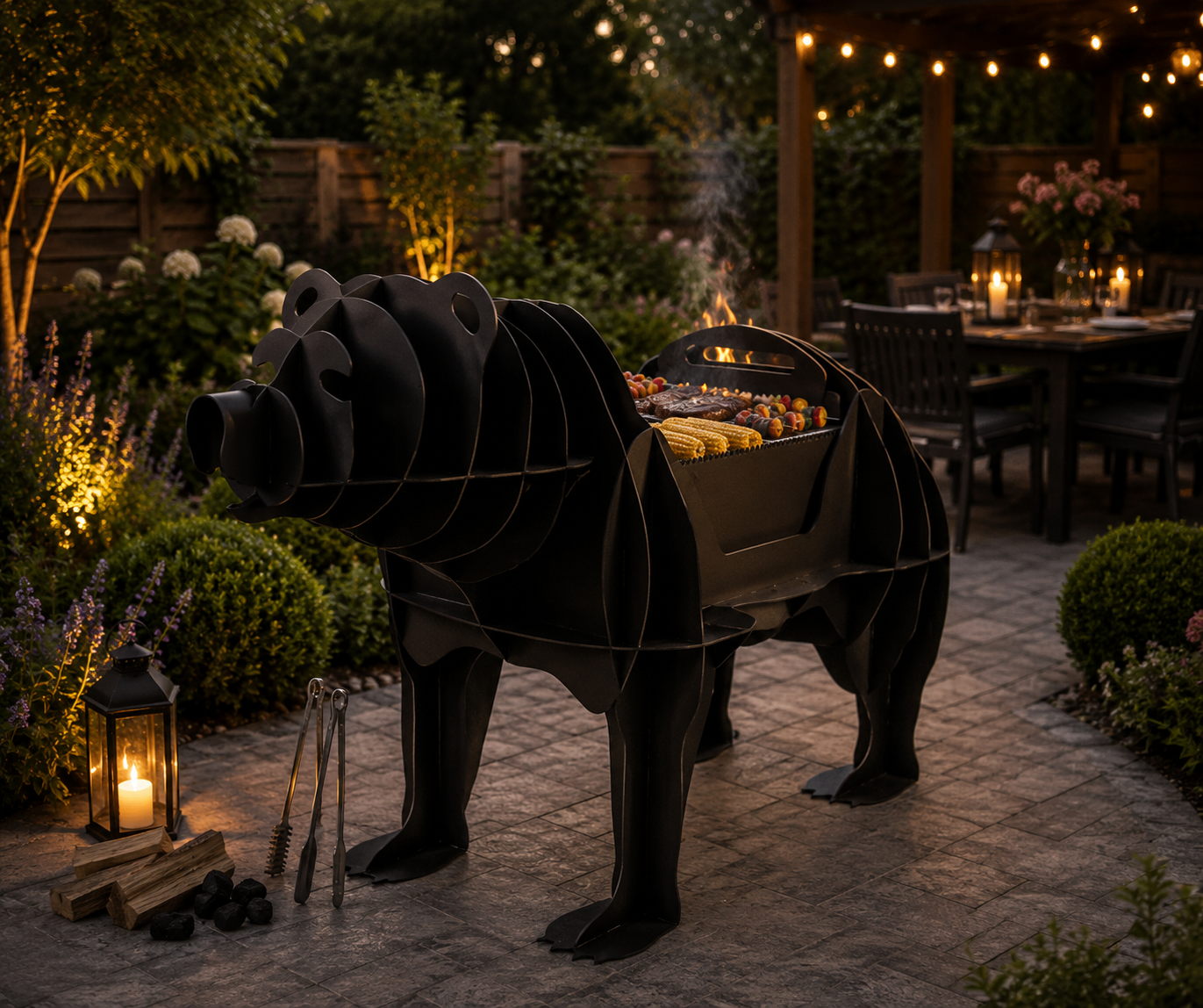 Wolf Shaped BBQ Grill – Outdoor Charcoal Barbecue & Garden Feature