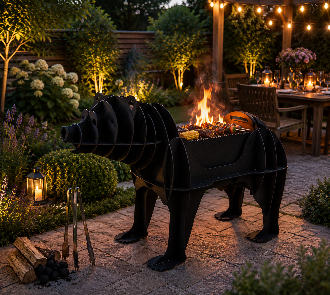 Wolf Shaped BBQ Grill – Outdoor Charcoal Barbecue & Garden Feature