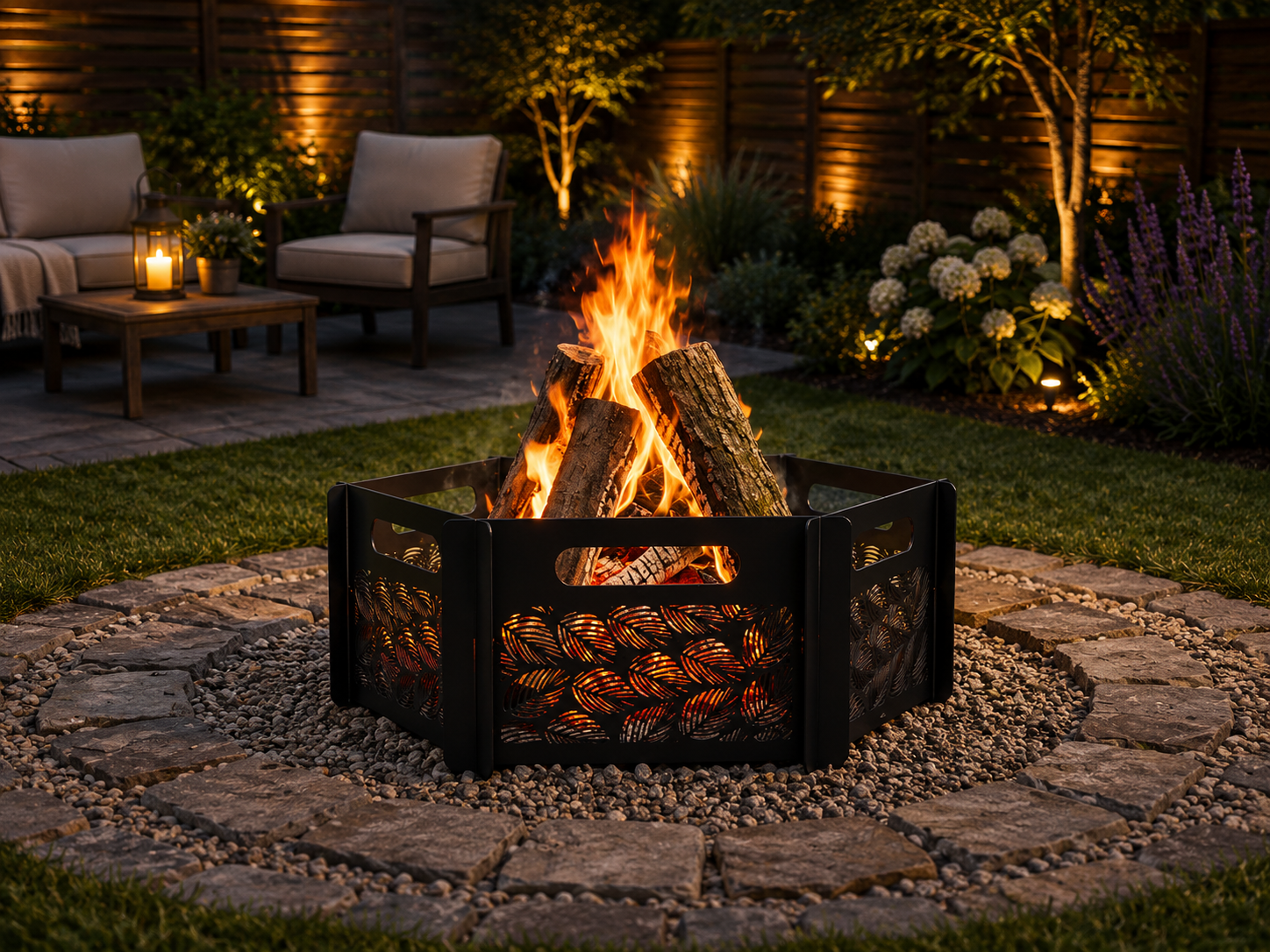 Hexagon Steel Fire Pit | Modern Wood Burning Outdoor Fire Pit | Decorative Metal Patio Fire Bowl (Copy)