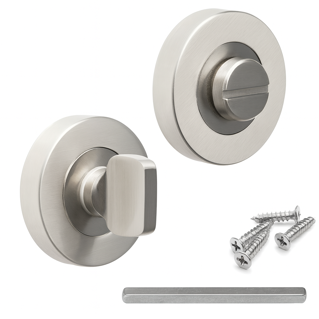 Round Bathroom Turn & Release Set 54mm Thumb Turn & Emergency Release Chrome Finish Toilet Door Lock Fitting