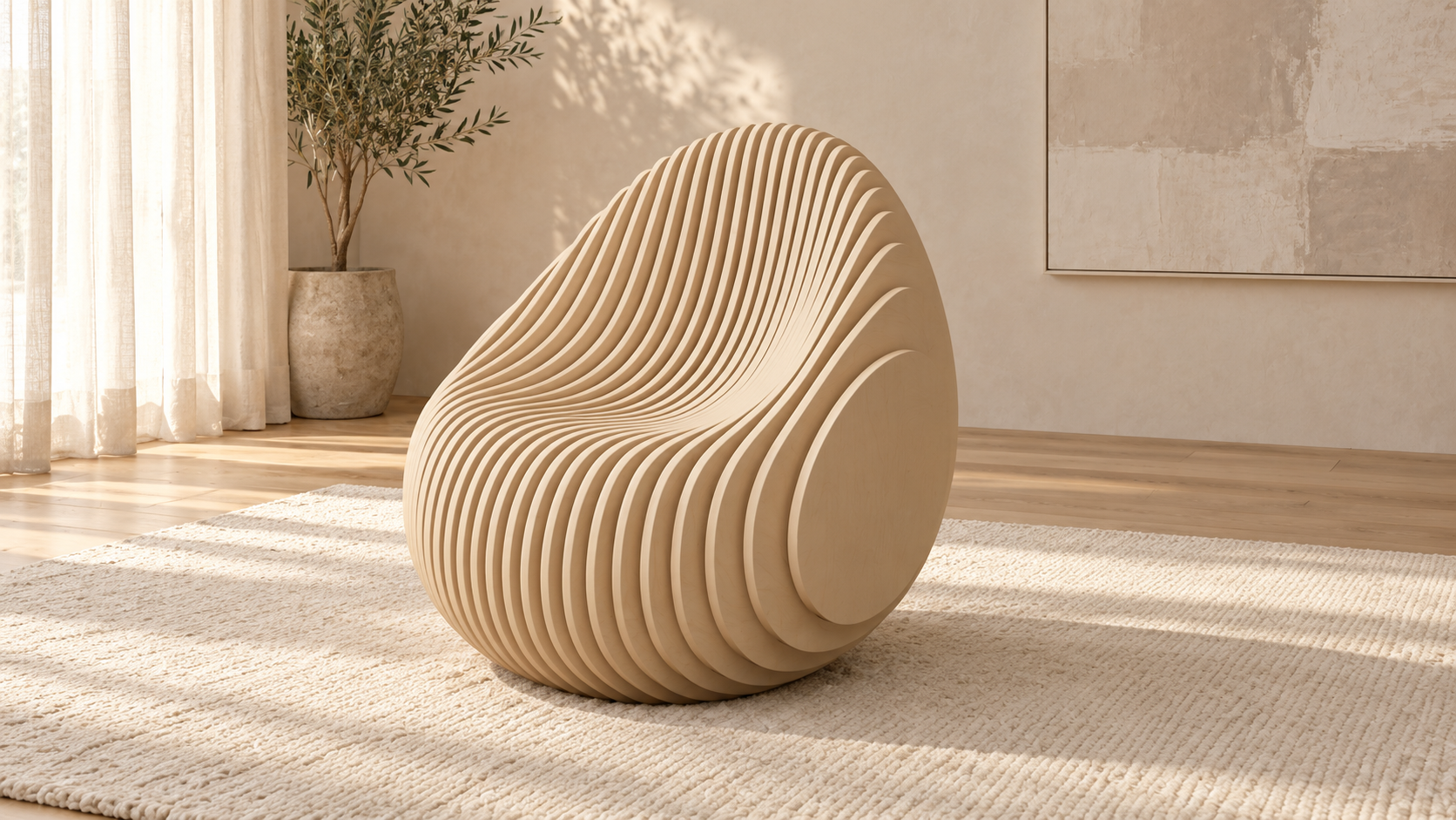 The Contour Sculptural Ribbed Lounge Chair
