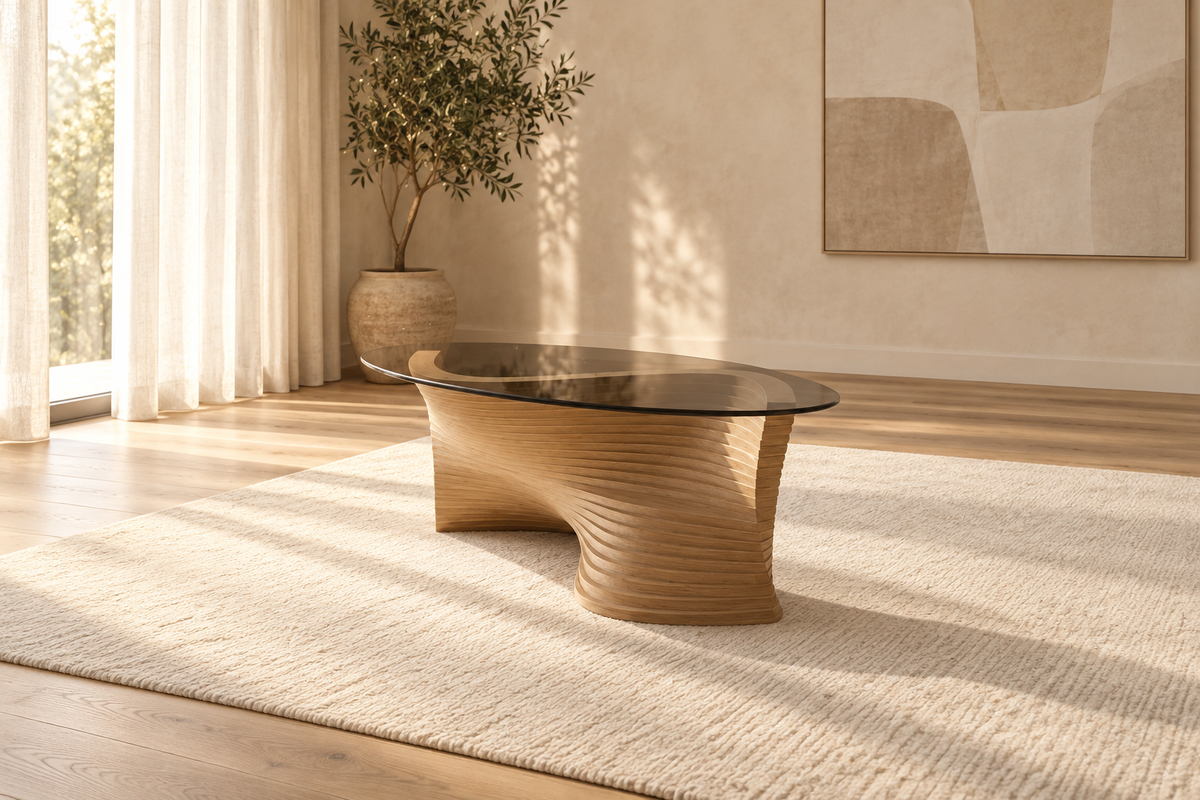 The Forma Sculptural Glass Coffee Table