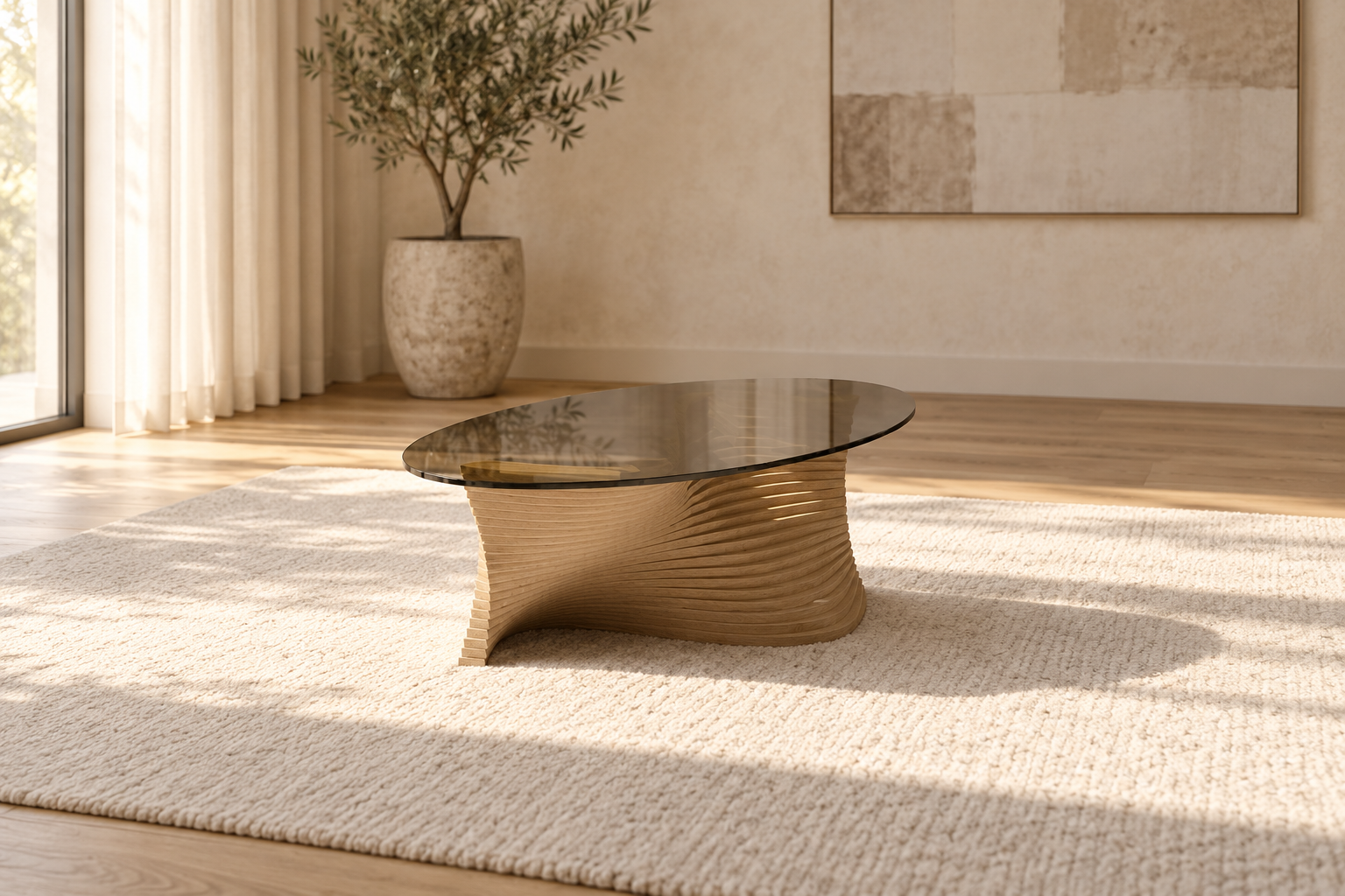 The Forma Sculptural Glass Coffee Table