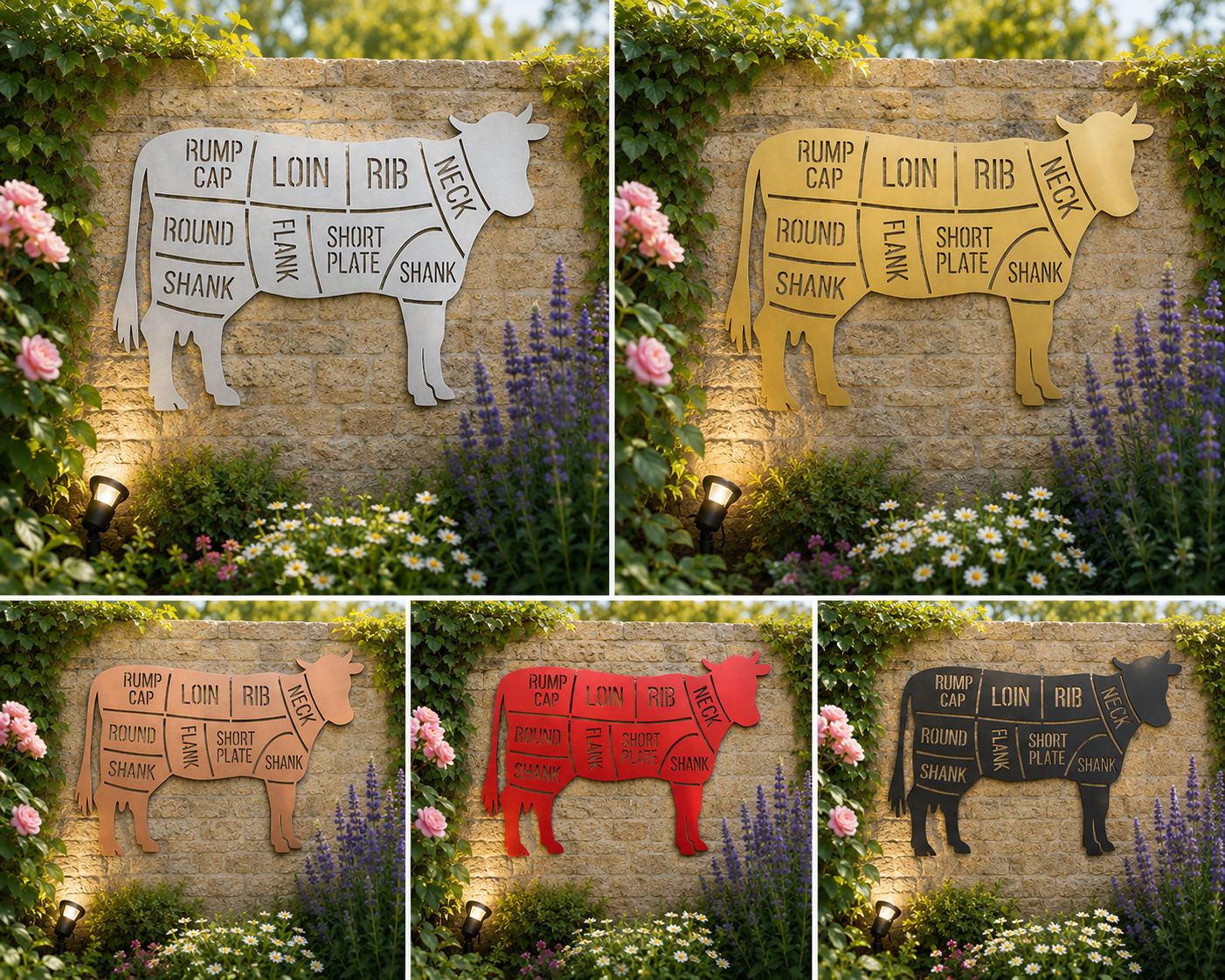 Beef Cuts Cow Metal Wall Art