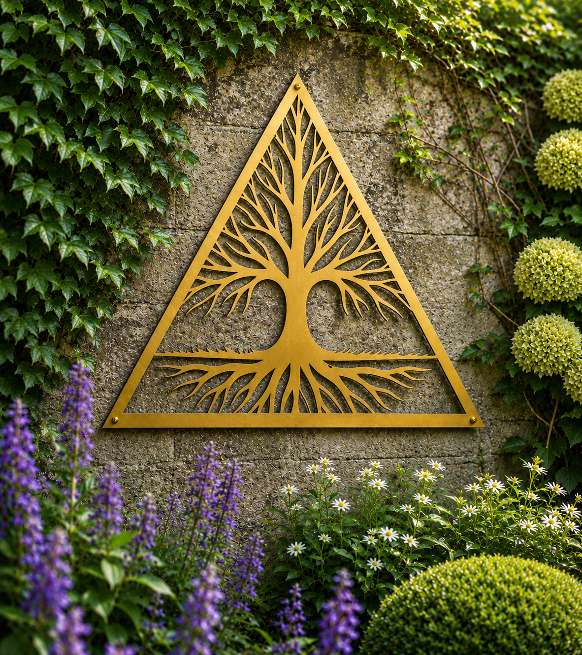 Tree of Life Triangle Metal Wall Art – Outdoor Garden Décor