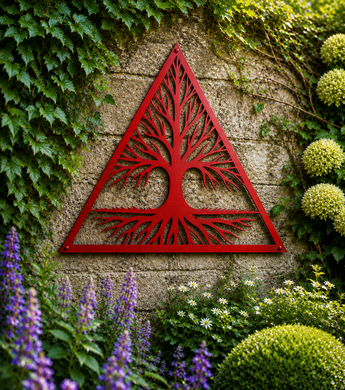 Tree of Life Triangle Metal Wall Art – Outdoor Garden Décor
