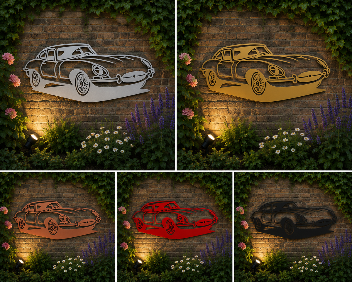 Classic E-Type Sports Car Metal Wall Art