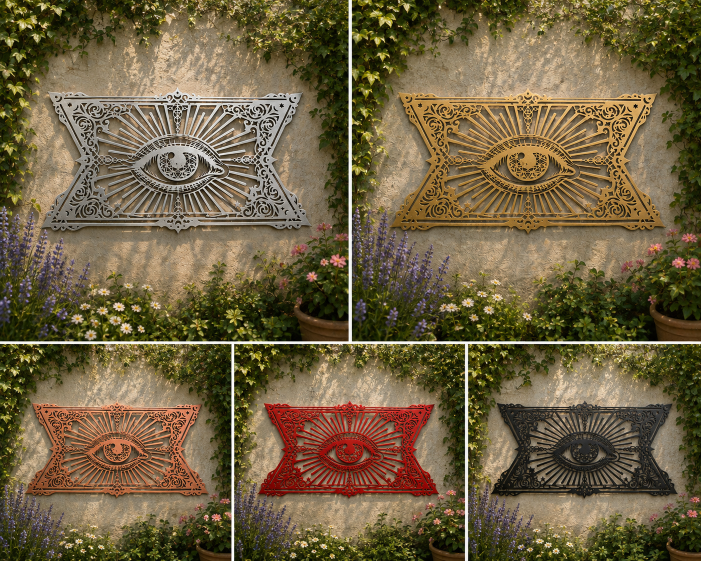 All-Seeing Eye Metal Wall Art – Celestial Gothic Garden Décor