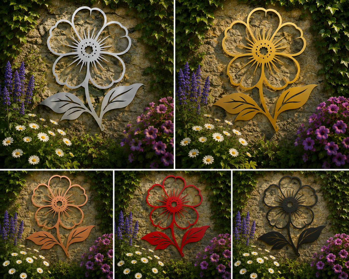 Daisy Metal Wall Art – Flower Garden Wall Décor