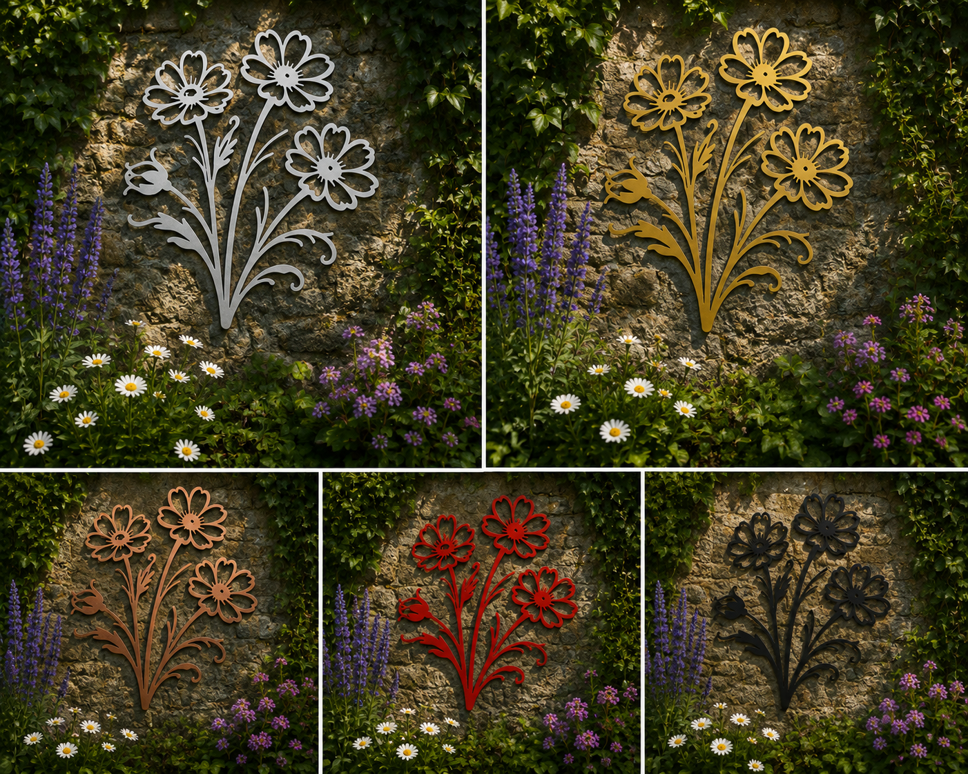 Wildflower Bouquet Metal Wall Art – Floral Garden Décor