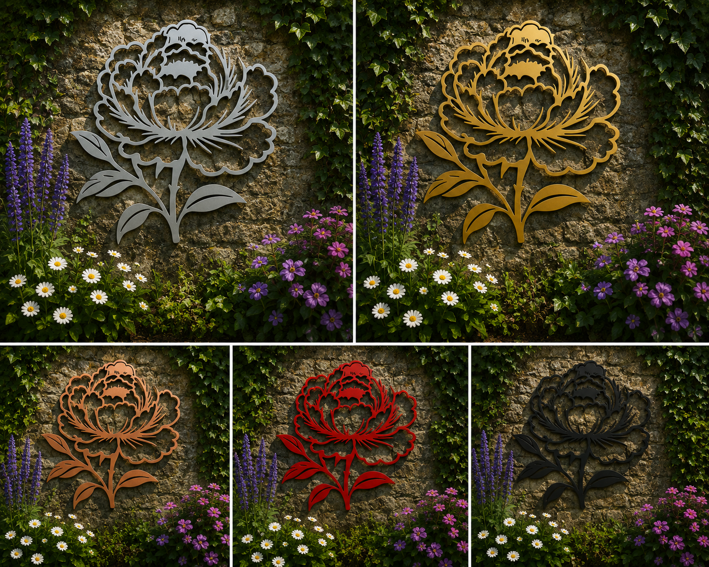 Peony Metal Wall Art – Floral Garden Wall Décor