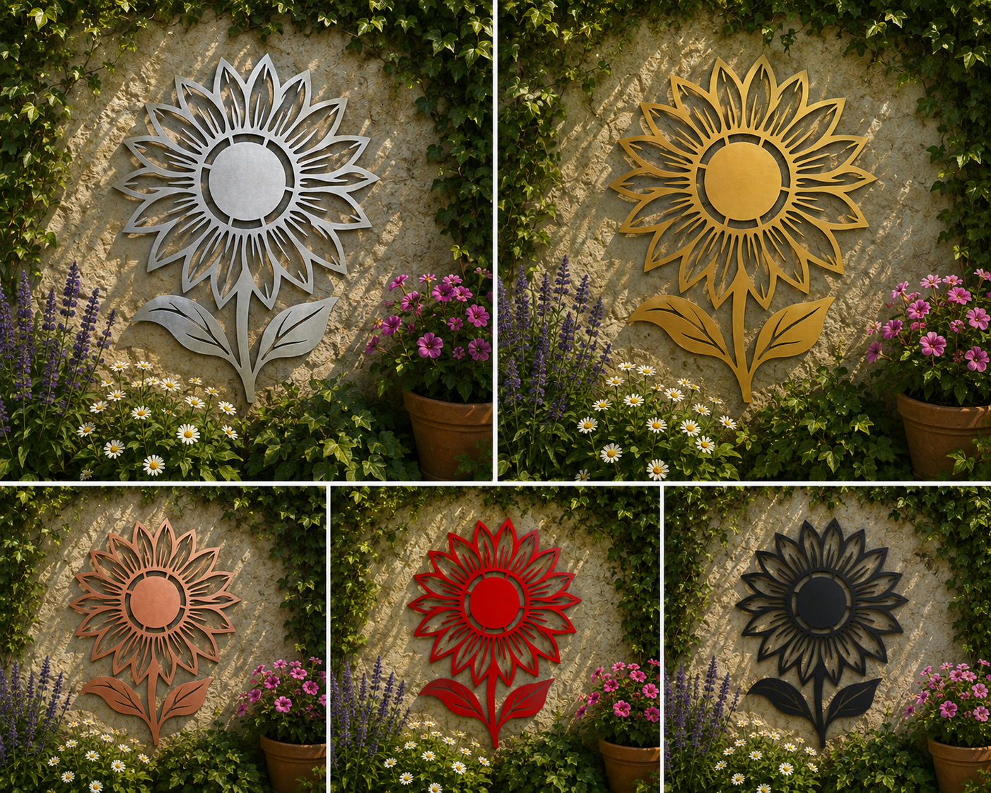 Sunflower Metal Wall Art – Floral Garden Wall Décor