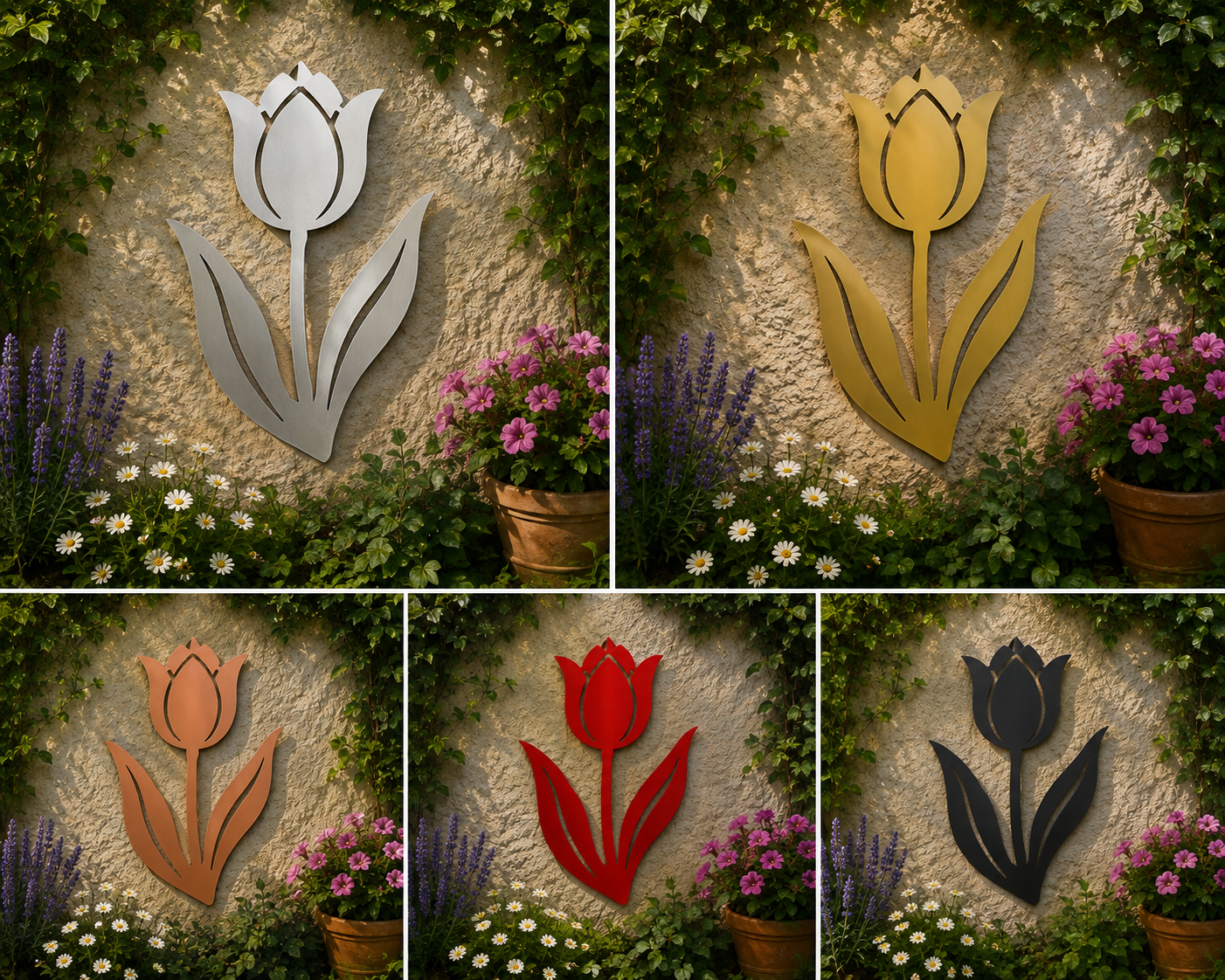 Tulip Metal Wall Art – Floral Garden Wall Décor