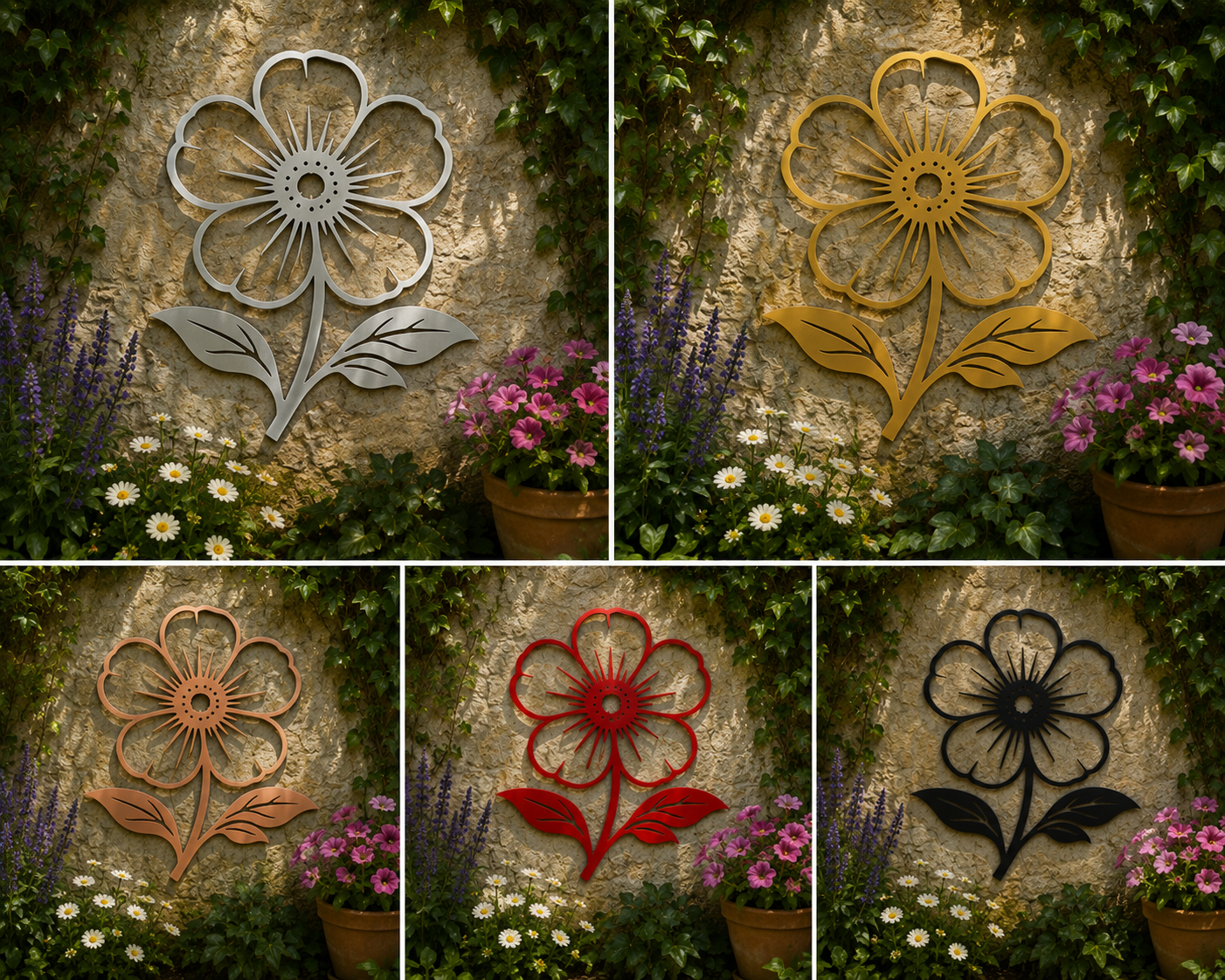 Flower Metal Wall Art – Floral Garden Wall Décor