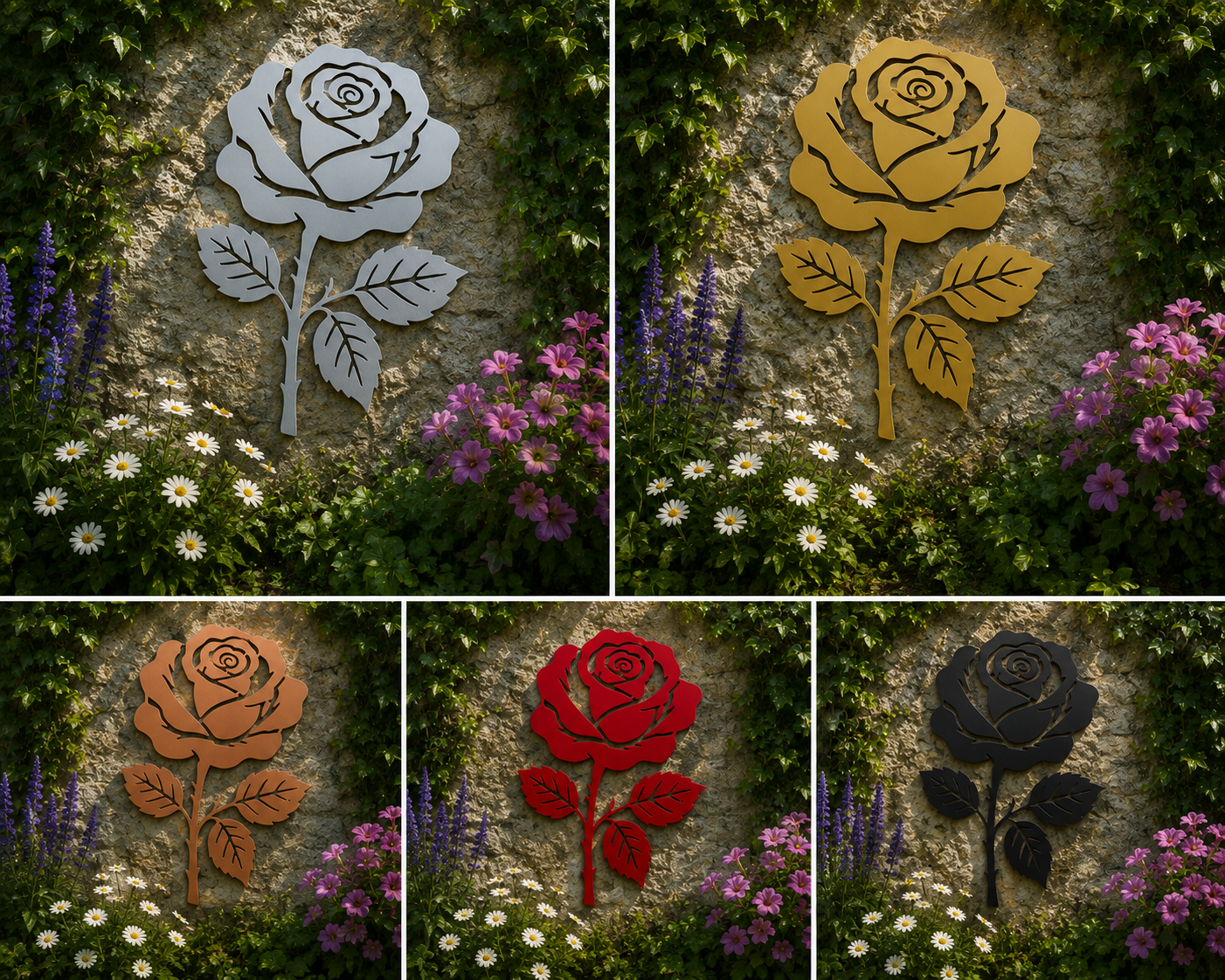 Rose Metal Wall Art – Romantic Floral Garden Décor