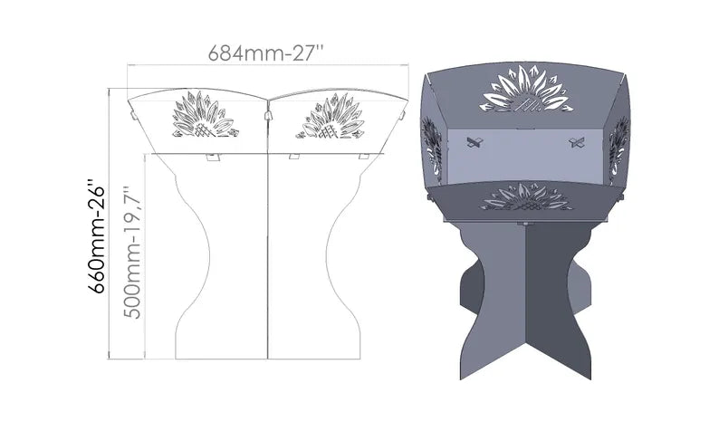 Decorative Metal Garden Planter | Raised Outdoor Flower Stand with Laser Cut Detail
