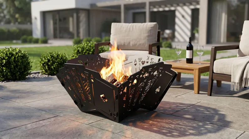 Playing Card Fire Pit – Handmade Steel Poker & Casino Garden Fire Pit