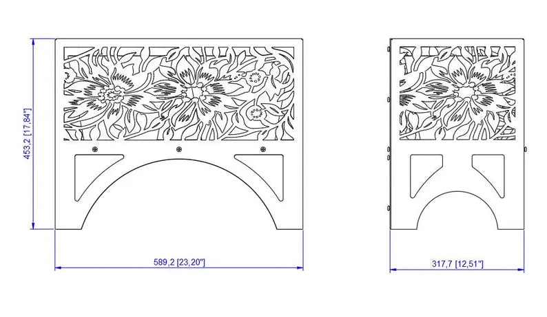 Decorative Raised Metal Garden Planter | Floral Laser Cut Outdoor Flower Box