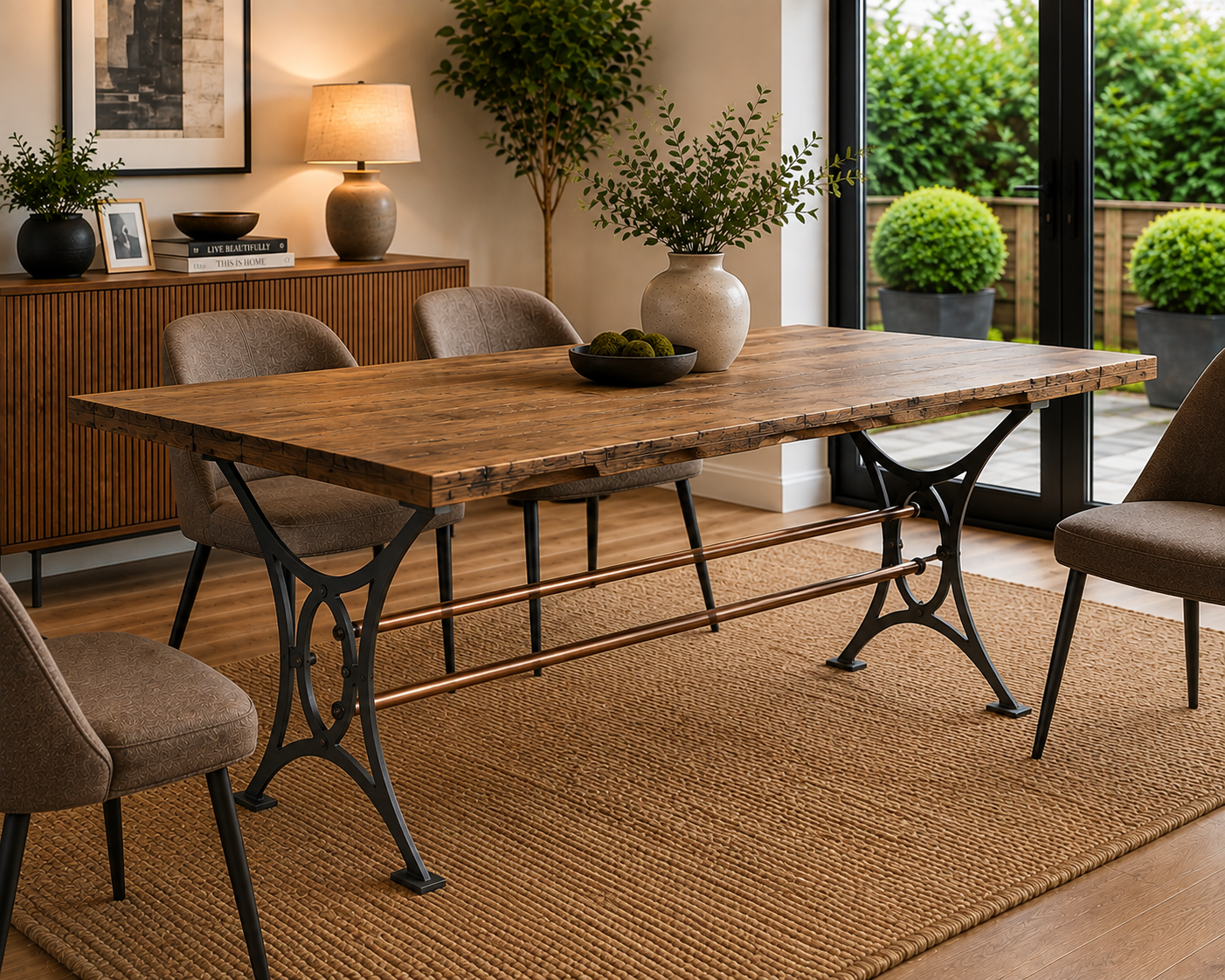 Industrial Steel Table Legs with Crossbars – Heavy Duty Handmade Metal Dining Table Base