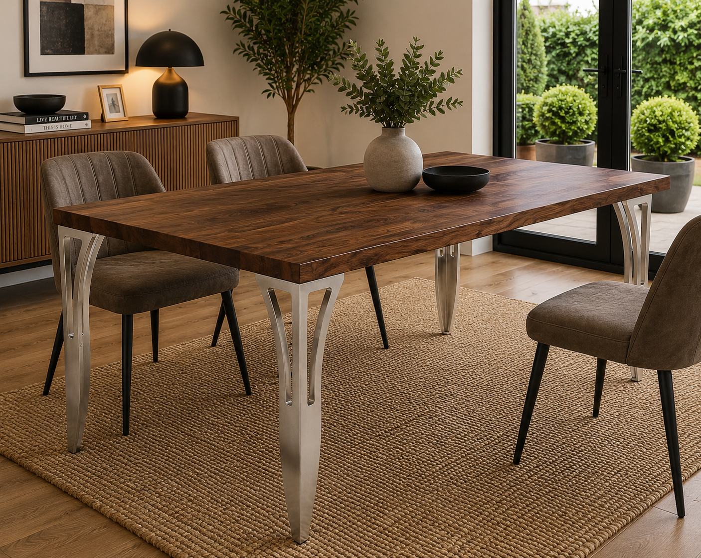 Set of 4 Handmade Steel Table Legs – Modern Industrial Metal Dining Table Legs