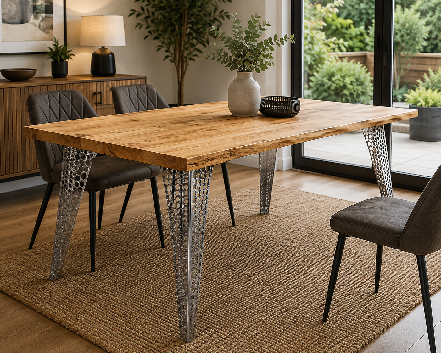 Set of 4 Handmade Steel Table Legs – Modern Industrial Metal Dining Table Legs