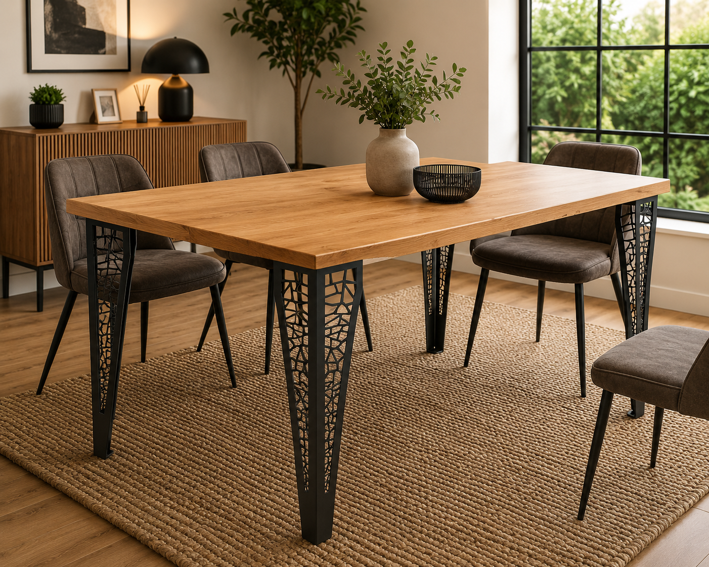 Set of 4 Handmade Steel Table Legs – Modern Industrial Metal Dining Table Legs