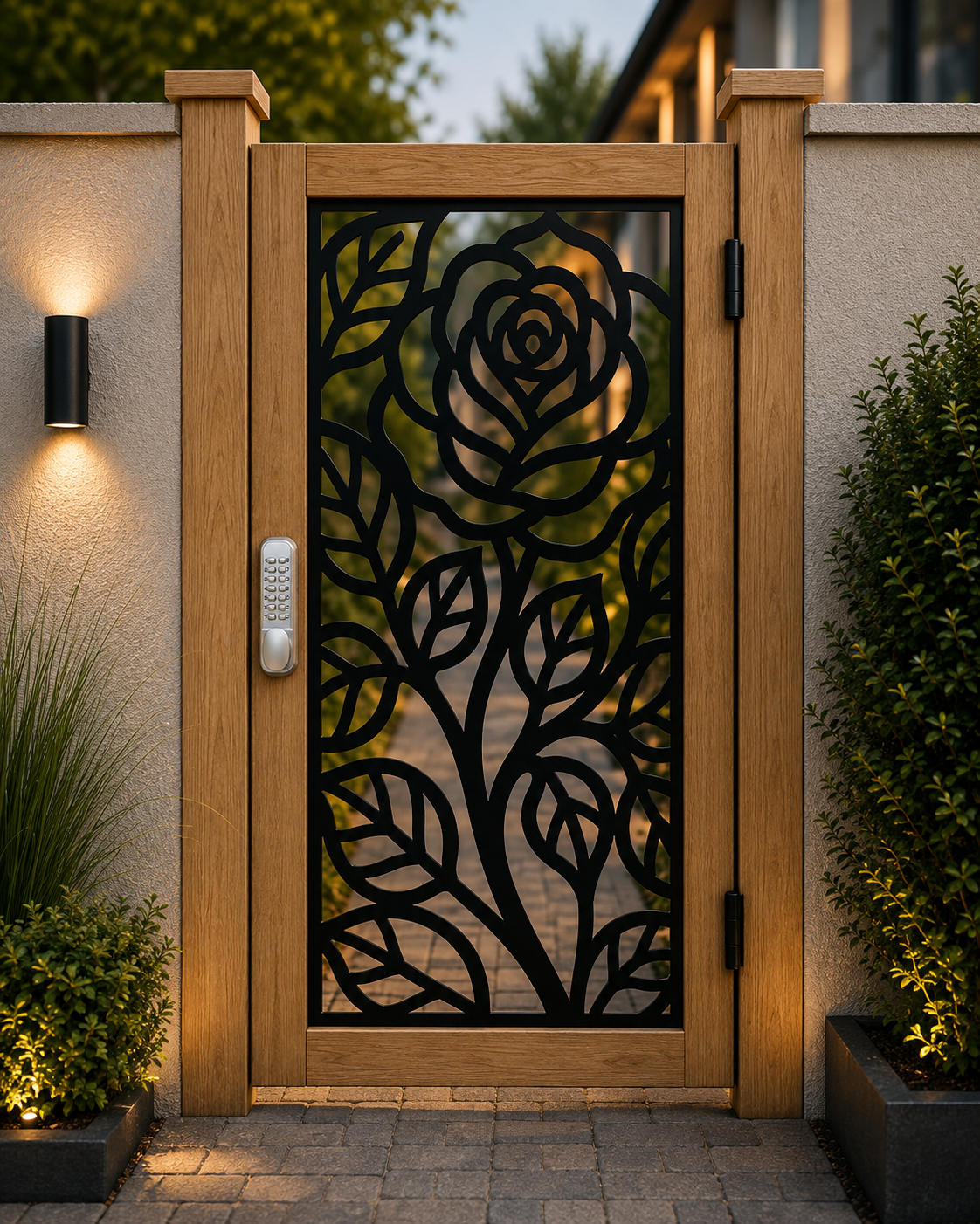 Ornamental Rose Softwood & Steel Pedestrian Garden Gate