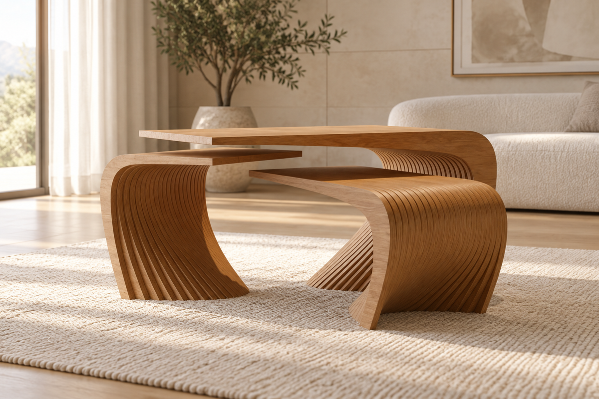 The Orbit Tables — Sculptural Three-Piece Nesting Set