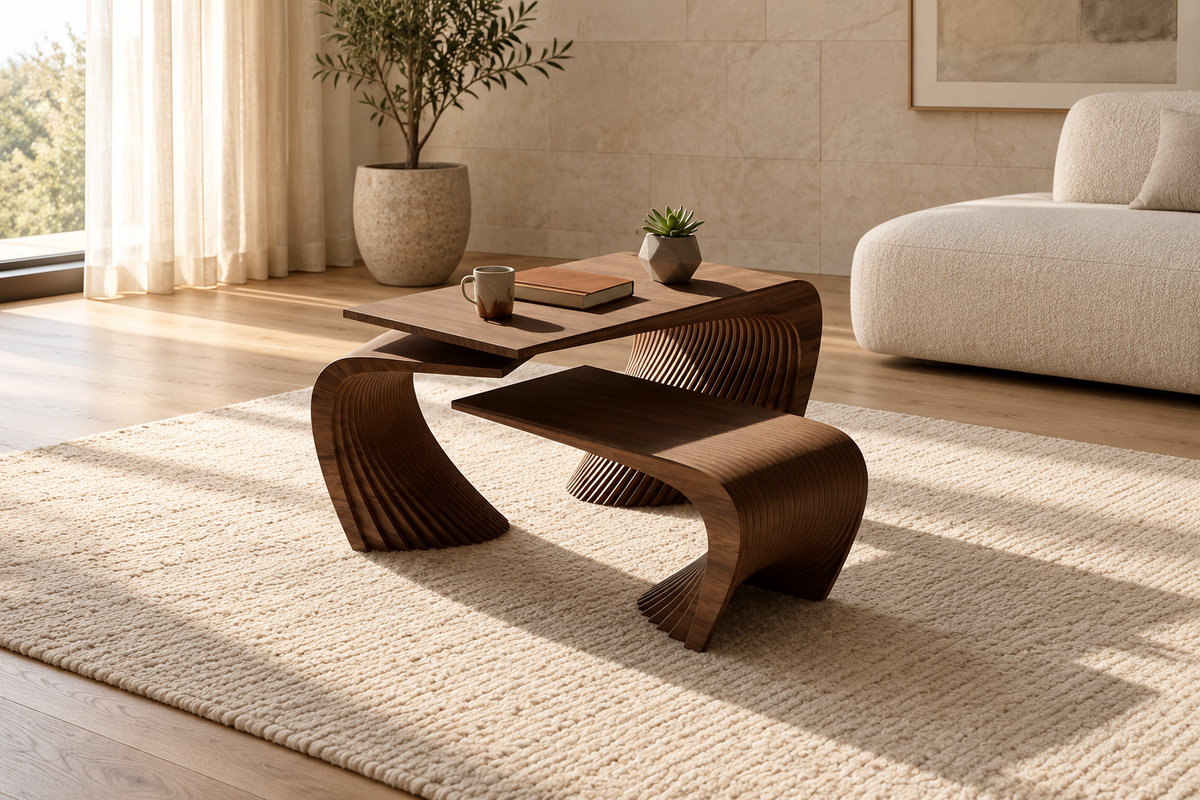 The Orbit Tables — Sculptural Three-Piece Nesting Set
