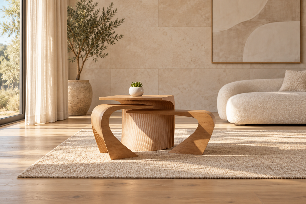The Orbit Tables — Sculptural Three-Piece Nesting Set