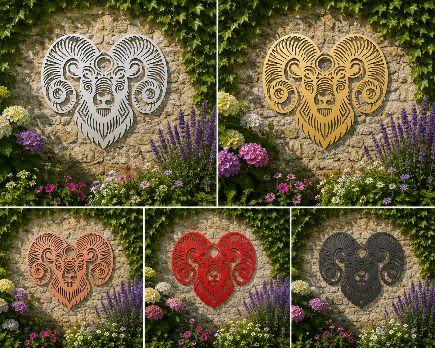 Ram Head Metal Wall Art – Aries Garden Wall Décor