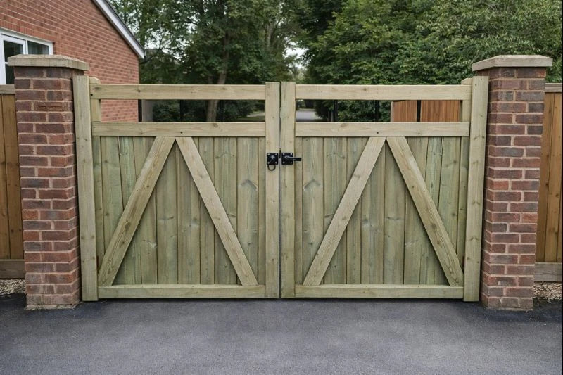 Wooden garden driveway gates, garden gates wooden 5ft 150cm High, Double Driveway Wooden Garden Gates, Wooden Cottage Driveway Gate (Copy) (Copy)