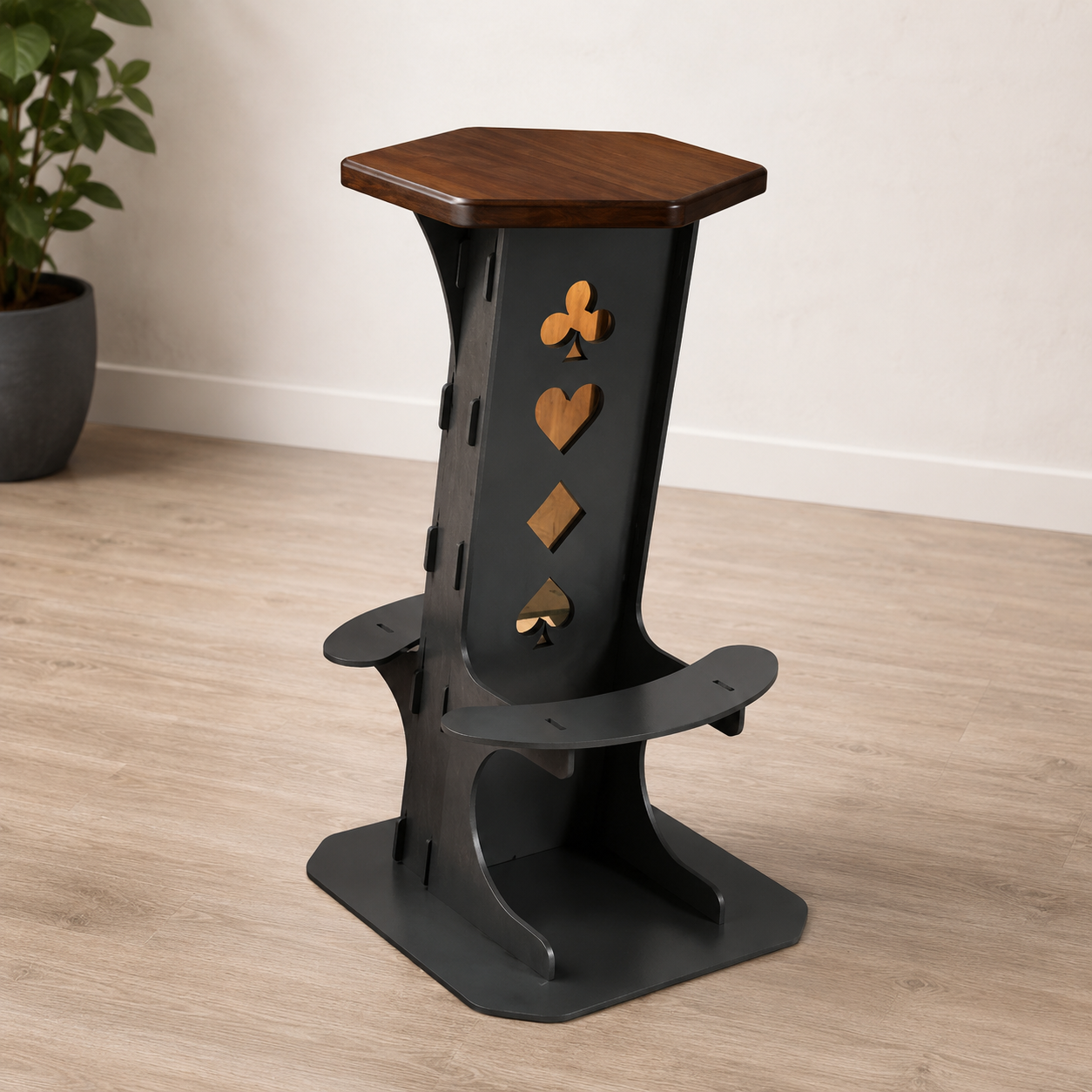 Handmade Steel Bar Stool – Playing Card Suit Design | Industrial Metal Stool