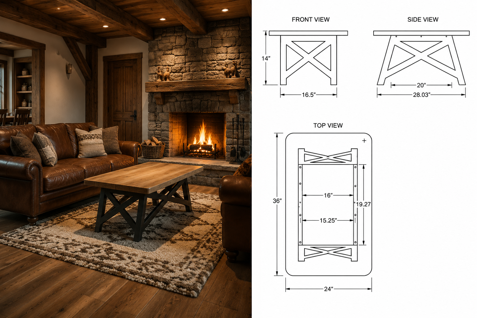 Industrial X-Frame Coffee Table Legs – Metal Furniture Base