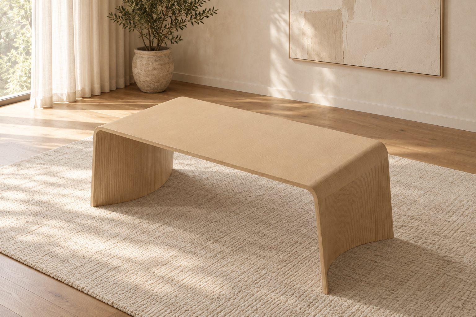 Cascade Curved Waterfall Wood Dining Table
