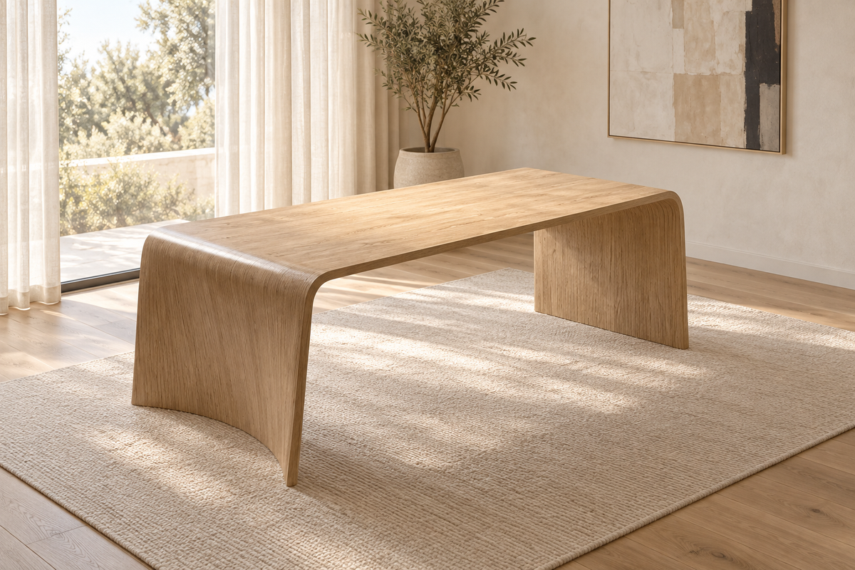 Cascade Curved Waterfall Wood Dining Table