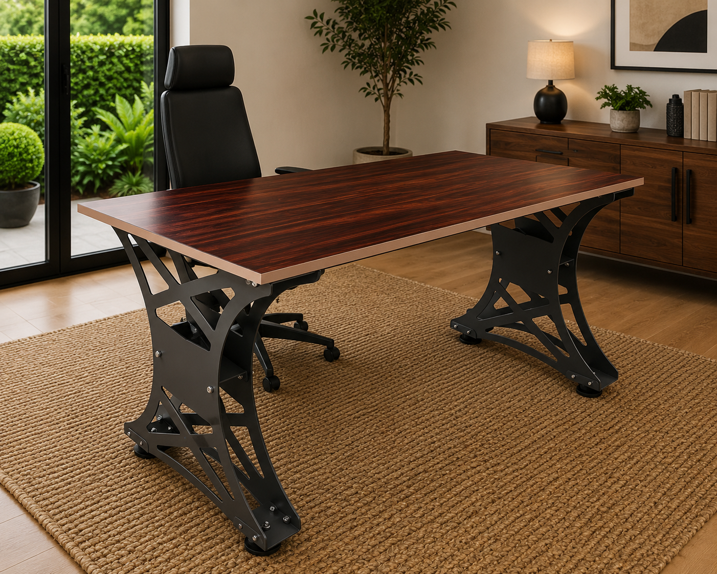 Pair of Heavy Duty Industrial Steel Table Legs – Handmade Black Metal Pedestal Legs