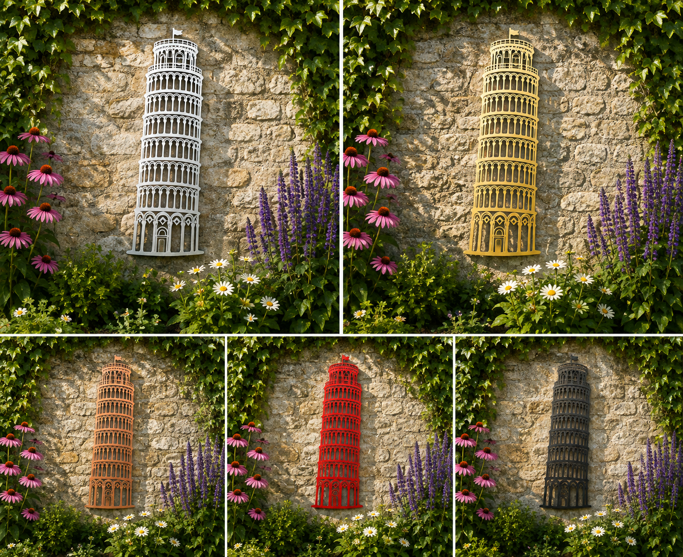 Leaning Tower of Pisa Metal Wall Art – Italian Landmark Garden Décor